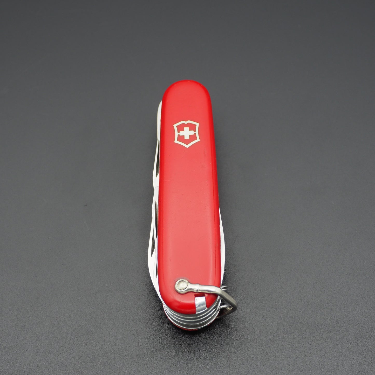 Victorinox Victoria old Huntsman with Bail long nail file at the back aluminum tweezers