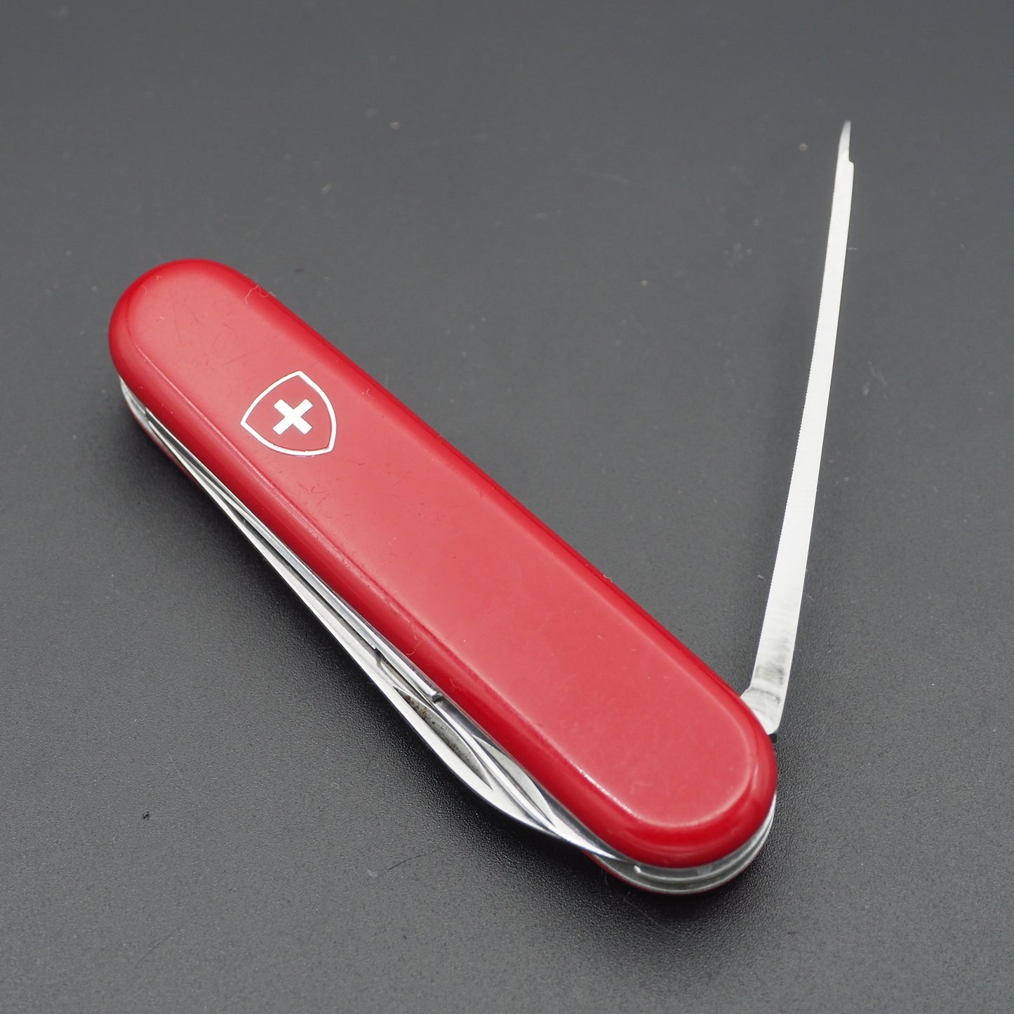 Victorinox Golfer long nail file 84mm USED with Ad: Bänzinger CH 9434 AU