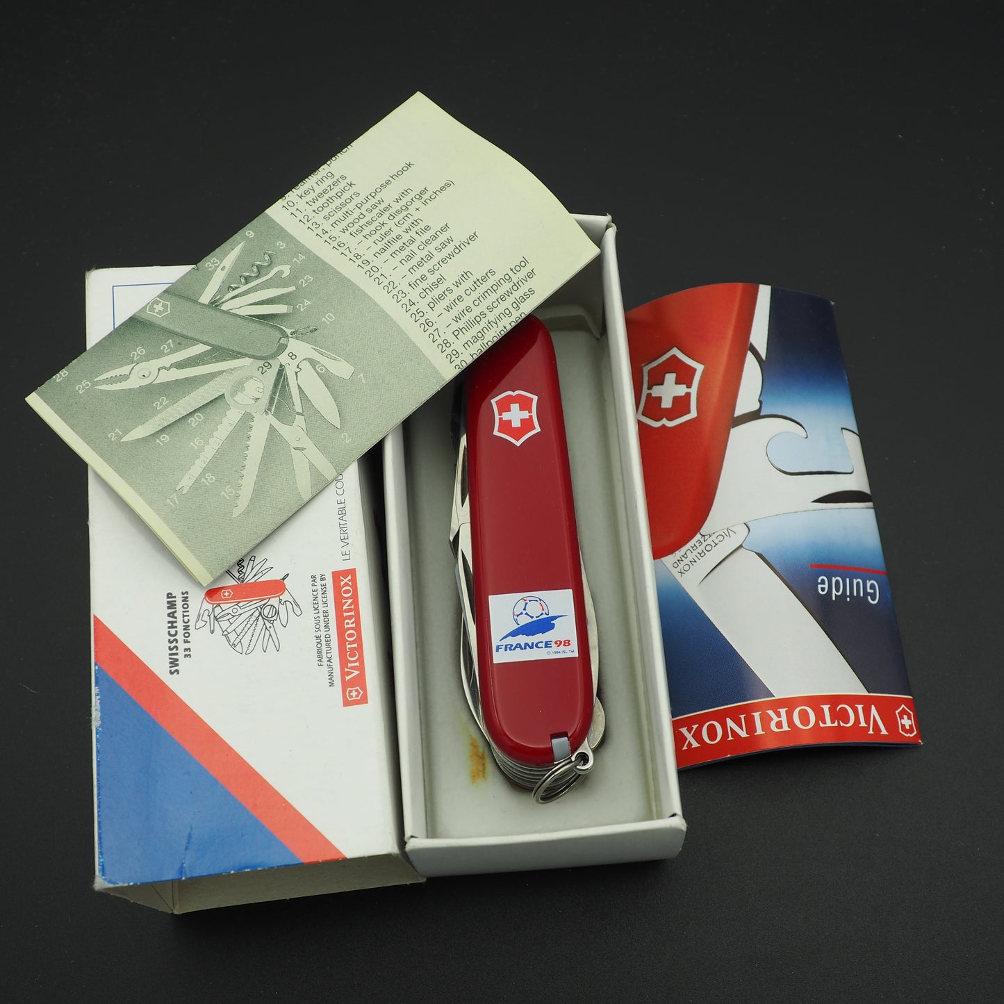 Victorinox SwissChamp France 98 World Cup Weltmeisterschaft Special Edition Knife is like New (damaged box)